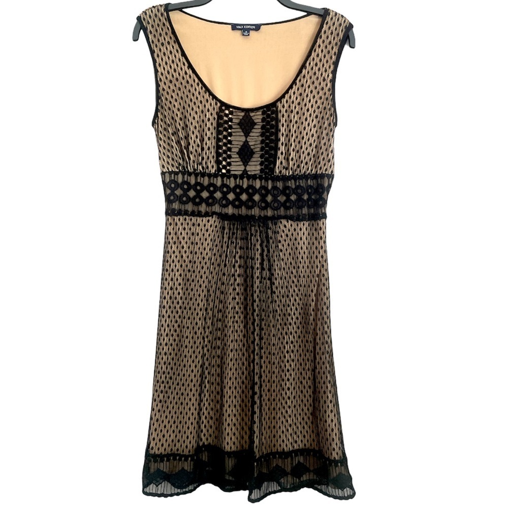 MAX EDITION Black Lace Embroidered Midi Dress Women’s Small